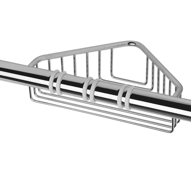 Hotellerie Foot rest with wire basket for corner installation